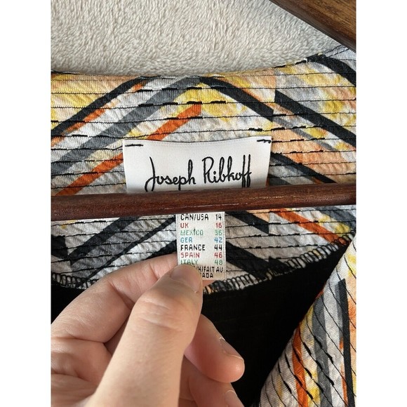 Joseph Ribkoff Jacket Women's 14 Retro Mod‎ Chevron Striped Artsy Layering - Picture 6 of 6